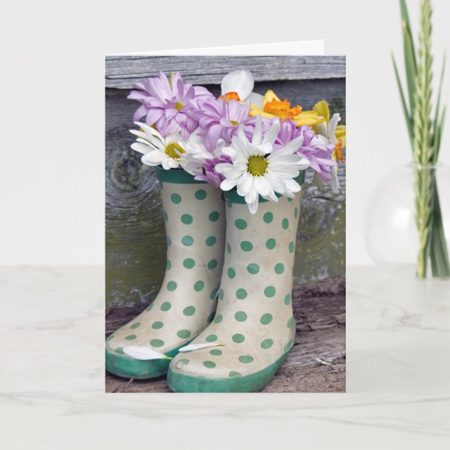 Carte Bouquet de marguerite d'anniversaire en bottes (Devant)