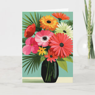 Carte Bouquet de marguerites milieu de siècle - Vase d'a