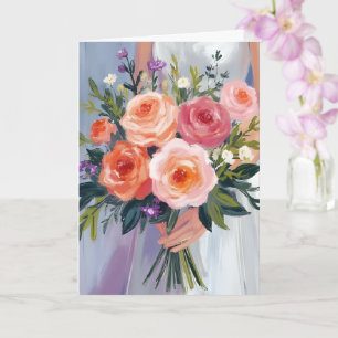Carte Bouquet de mariée aux fleurs sauvages Mariage fl
