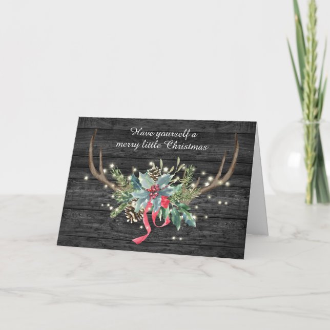 Carte Bouquet de Noël sur bois (Devant)