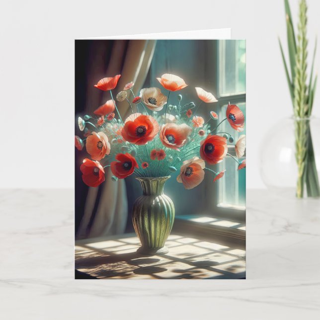Carte Bouquet De Pavot Anniversaire Au Soleil (Devant)