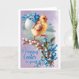 Carte Bouquet de poussin de Pâques vintage
