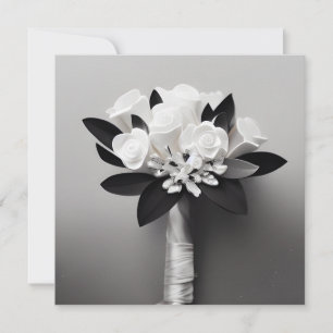 Carte Bouquet de rose blanche B&W