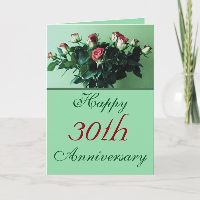 Carte Bouquet de roses du 30e anniversaire Belle Photo (Devant)