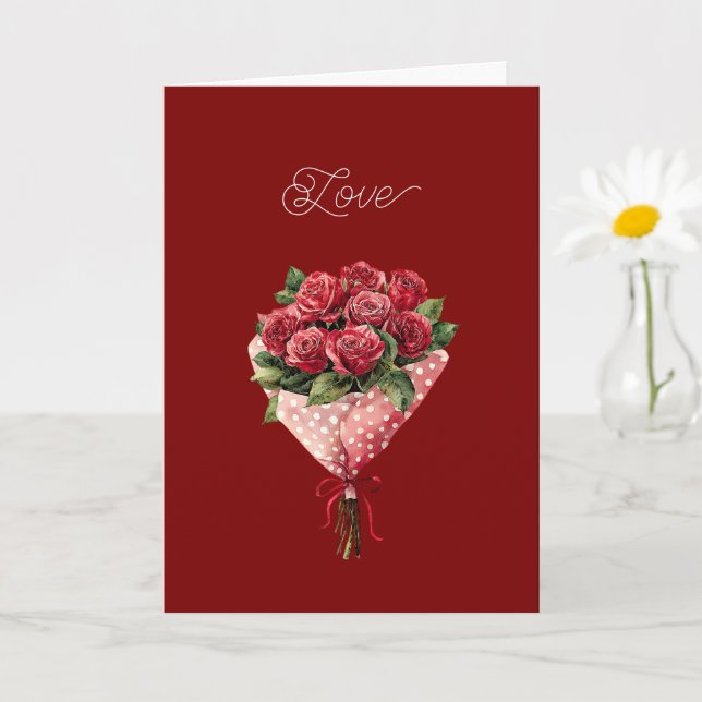 Carte Bouquet de roses rouges pour la Saint-Valentin (Petite plante)