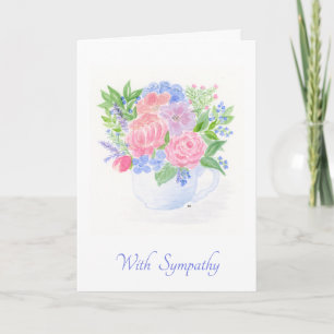 Carte Bouquet de tasses à thé floral aquarelle SYMPATHIE