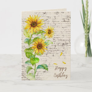 Carte Bouquet de tournesol Anniversaire en brique