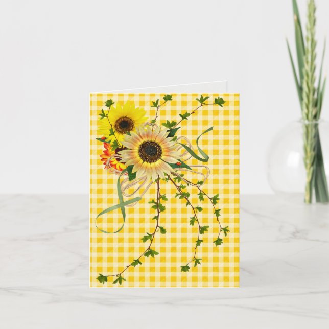 Carte Bouquet de tournesol avec Ladybugs (Devant)