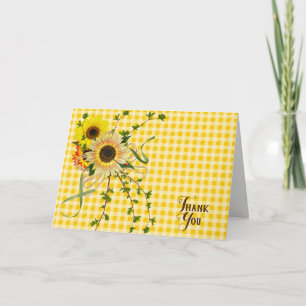 Carte Bouquet de tournesol Merci sur en vichy