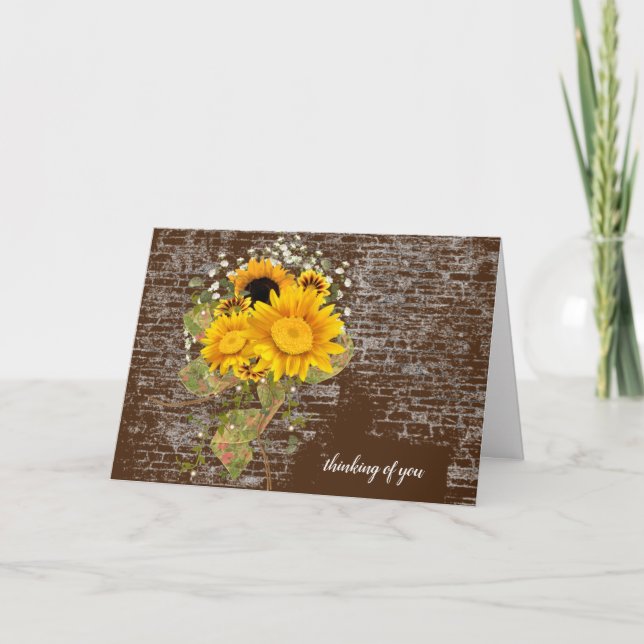 Carte bouquet de tournesol penser à vous (Devant)