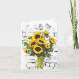 Carte Bouquet de tournesol sur mur de briques
