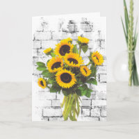 Bouquet de tournesol sur mur de briques
