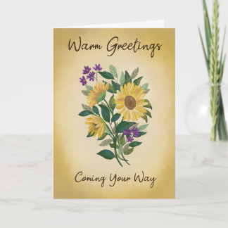 Carte Bouquet de tournesols salutation