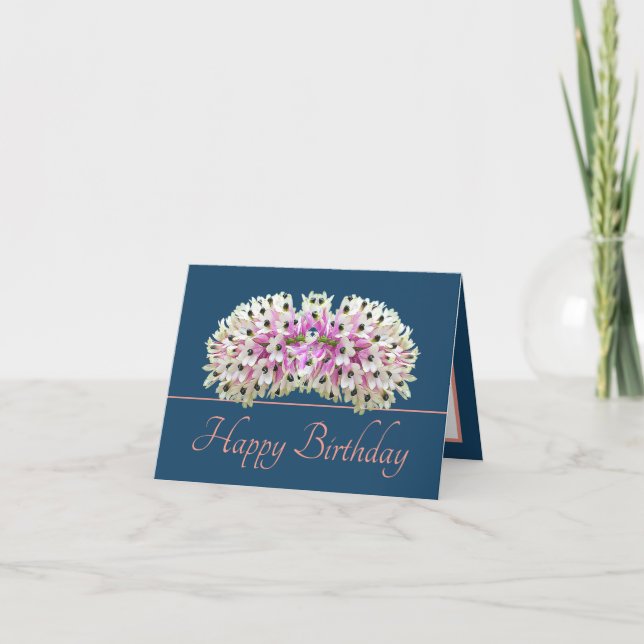 Carte Bouquet d'orchidée blanche exotique rose bleu Anni (Devant)