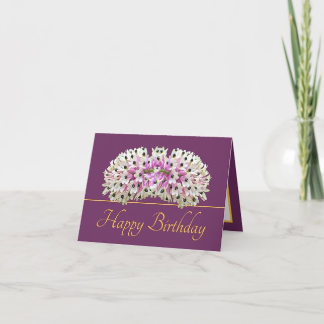 Carte Bouquet d'orchidées blanches exotiques violettes o (Devant)