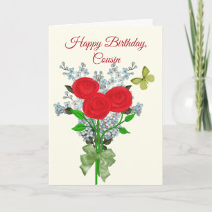 Carte Bouquet d'Roses et de Lilacs Anniversaire de Cousi