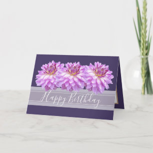 Carte Bouquet floral chic Fleurs dahlia violettes Annive