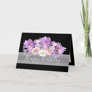 Carte Bouquet Floral Chic Fleurs Rose et Crocus Annivers