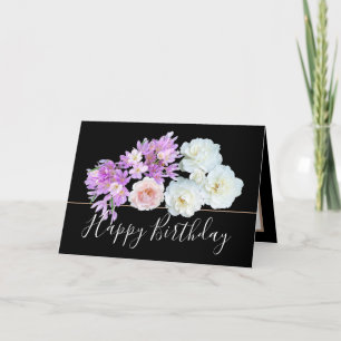 Carte Bouquet floral chic Rose & Fleurs crocus Anniversa