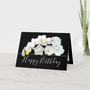 Carte Bouquet floral chic Rose & fleurs orchidées Annive