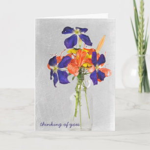 Carte bouquet floral en bouteille rétro