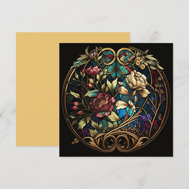 Carte Bouquet floral en verre tendu (Devant / Derrière)