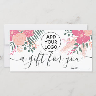 Carte Bouquet floral fille certificat cadeau logo beauté
