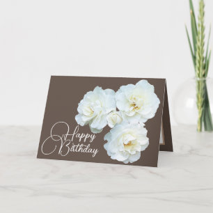 Carte Bouquet floral Roses blanches Fleur Fille Annivers