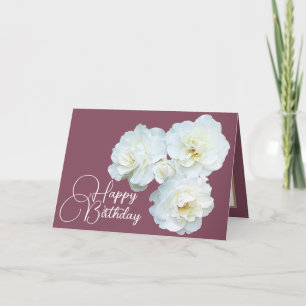 Carte Bouquet floral Roses blanches Fleur Fille Annivers