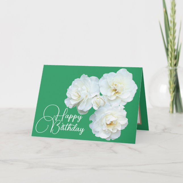 Carte Bouquet floral Roses blanches Fleur Fille Annivers (Devant)