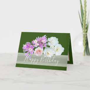 Carte Bouquet floral Roses et Crocus Fleurs Anniversaire