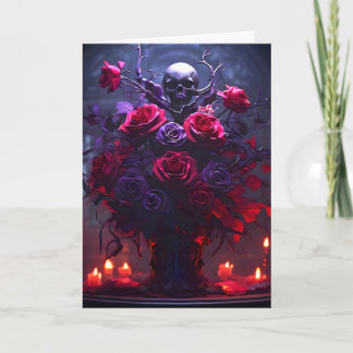 Carte Bouquet gothique avec crâne et bougies Anniversair