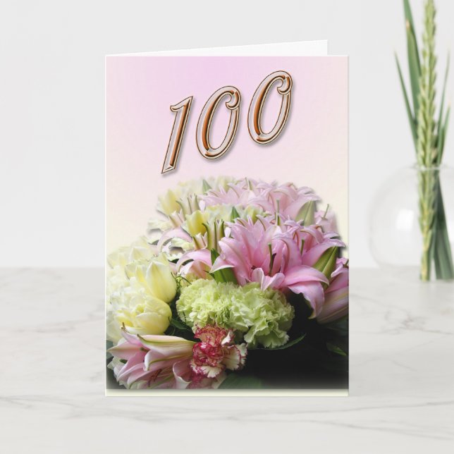 Carte Bouquet Happy 100th Birthday Greeting Card (Devant)