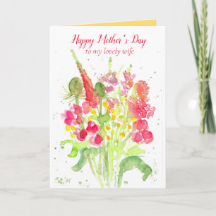 Carte Bouquet heureux de fleur d'épouse du jour de mère