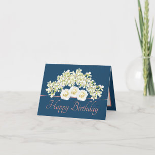 Carte Bouquet rose Bleu Orchidées Roses Joyeux anniversa