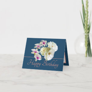 Carte Bouquet rose bleu Roses blanches Orchidées Anniver