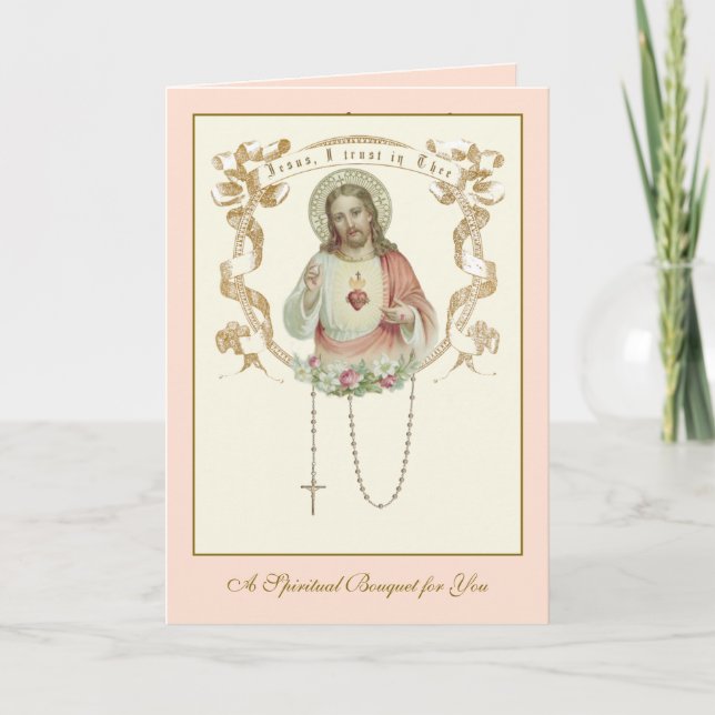 Carte Bouquet spirituel catholique Prières religieuses (Devant)