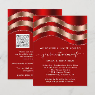 Carte Bourgogne Code QR Rose Fête des mariées Mariage ro