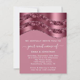 Carte Bourgogne Code QR Rose Mariage nuptiale Pinky
