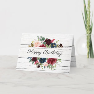 Carte Bourgogne Floral Elégant Rustique Aquarelle Annive