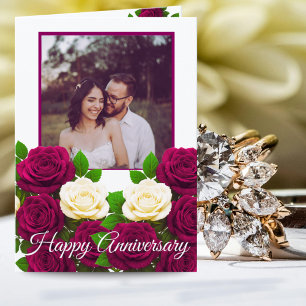 Carte Bourgogne Floral Photo 1er Anniversaire Pour Coupl