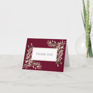 Carte Bourgogne Rouge vert Mariage Merci