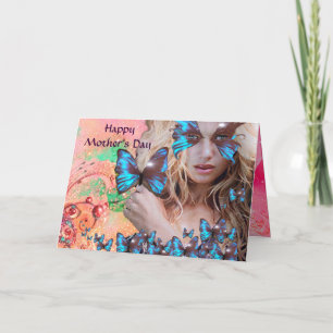 CARTE BOUTEILLE BLEUE EN PARKLES VERT ROSE