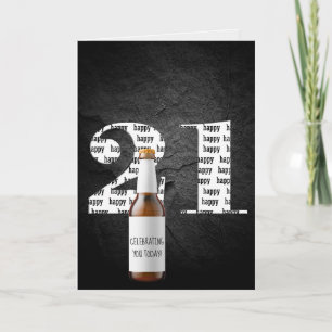 Carte Bouteille de bière pour 21e anniversaire