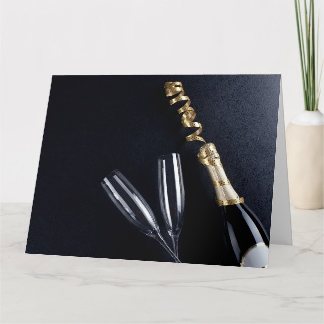Carte Bouteille de Champagne & Lunettes (Devant)