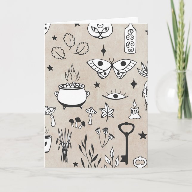 Carte Bouteille de chatte-papillon de Doodle touches de  (Devant)