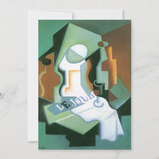 Carte Bouteille et plat de fruits de Juan Gris, Cubisme  (Devant)