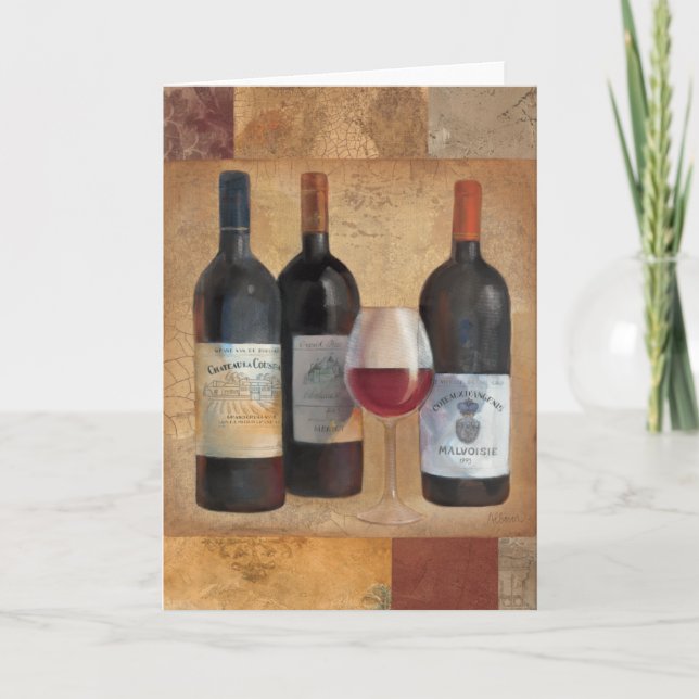 Carte Bouteilles à vin avec verre (Devant)