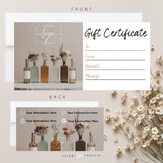 Carte Bouteilles Boho | Fleurs | Certificat cadeau