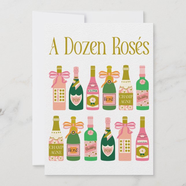 Carte Bouteilles de champagne rose Pop Fizz Clink (Devant)